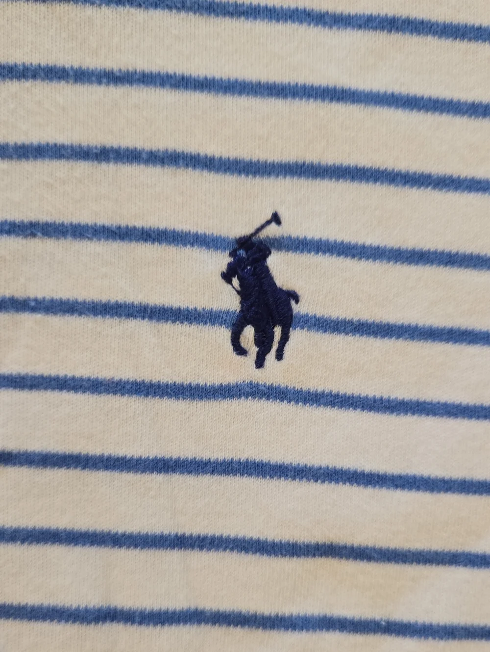 Ralph Lauren White & Blue Striped Polo Shirt Size M